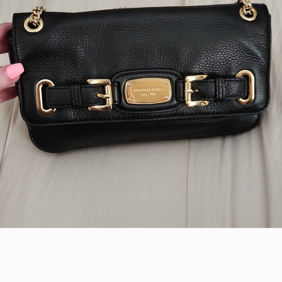 Michael Kors Black Pebbled Leather Double Chain Strap Bag - Picture 4 of 6